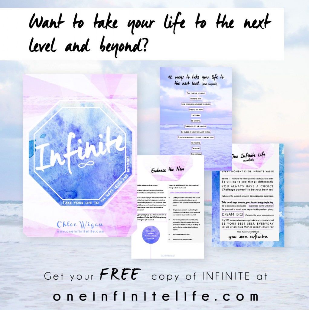 INFINITE: TAKE YOUR LIFE TO THE NEXT LEVEL AND BEYOND is super inspirational, includes stories and insights from my own life, is chock full of easy-to-implement actionable tips and also includes the One Infinite Life inspirational manifesto. Get your FREE copy of Infinite here: www.oneinfinitelife.com/infinite-ebook